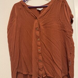 Terracotta Button-Down Shirt